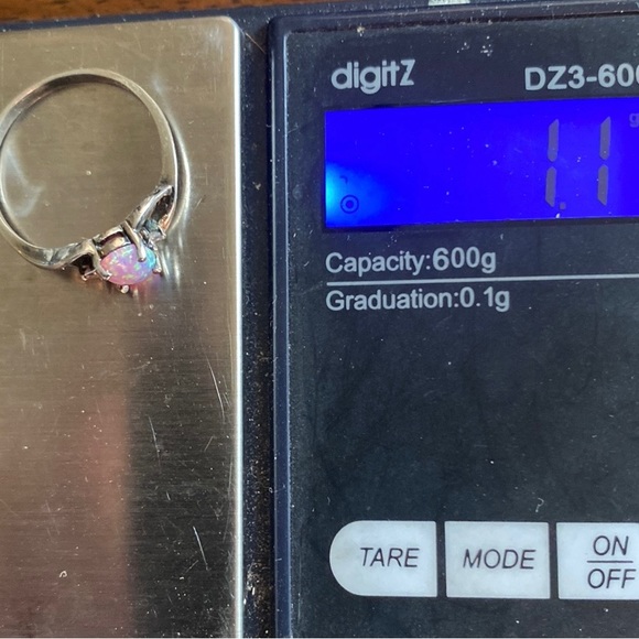 Antique Genuine Opal & Diamond Ring Stamped 925 Sterling Silver - Picture 15 of 15